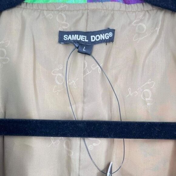 NWT Samuel Dong Womens Sleeveless Cross Tie Front Bubble Dress Green Tan Large - Picture 4 of 11